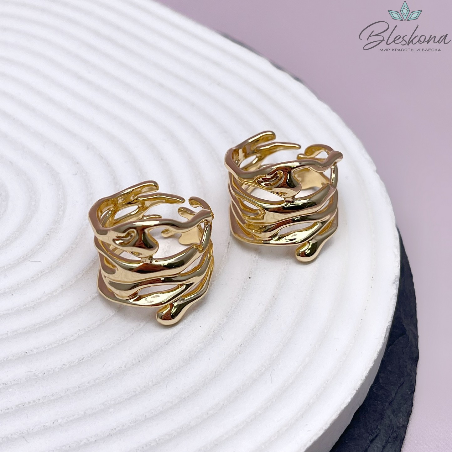 21 мм,Цвет золото, Кольцо разводы безразмерное 