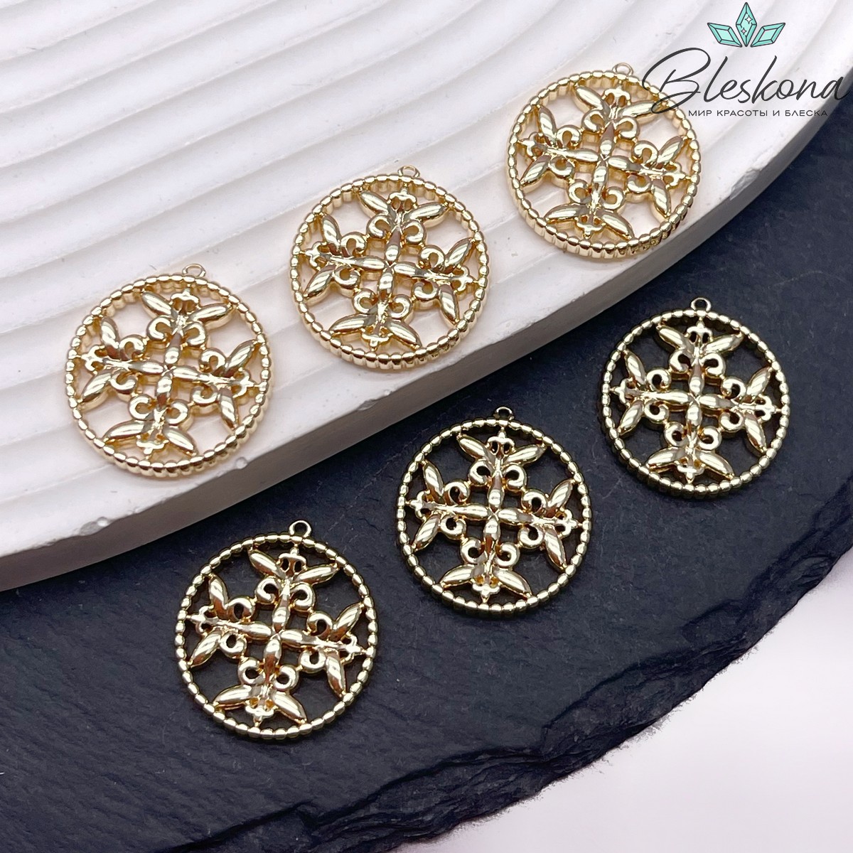 18,9*17,5 мм Цвет золото, Подвеска круг Этно №2 