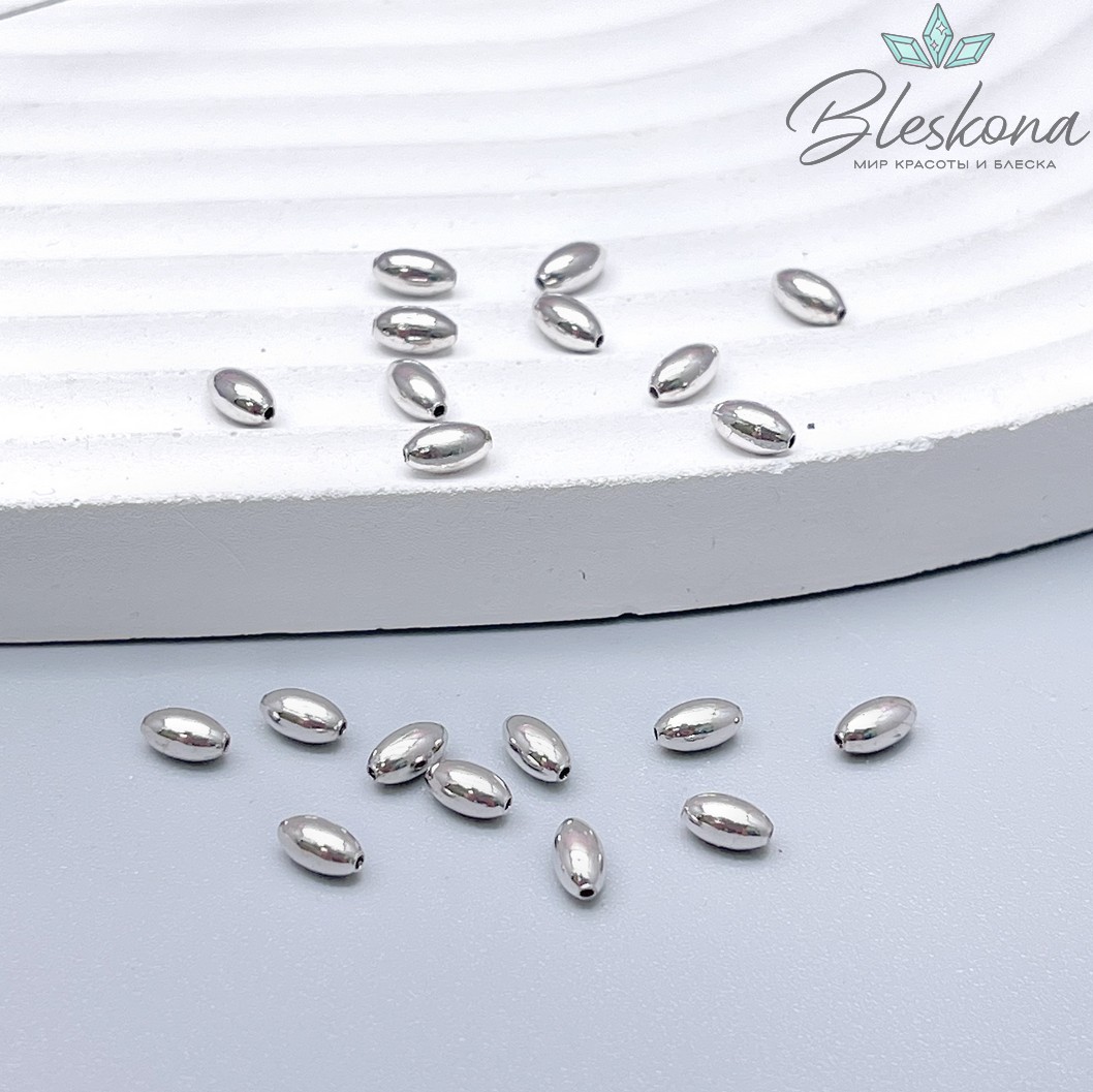 2,5*4,5мм,цвет серебро,Бусина рис уп.10шт 