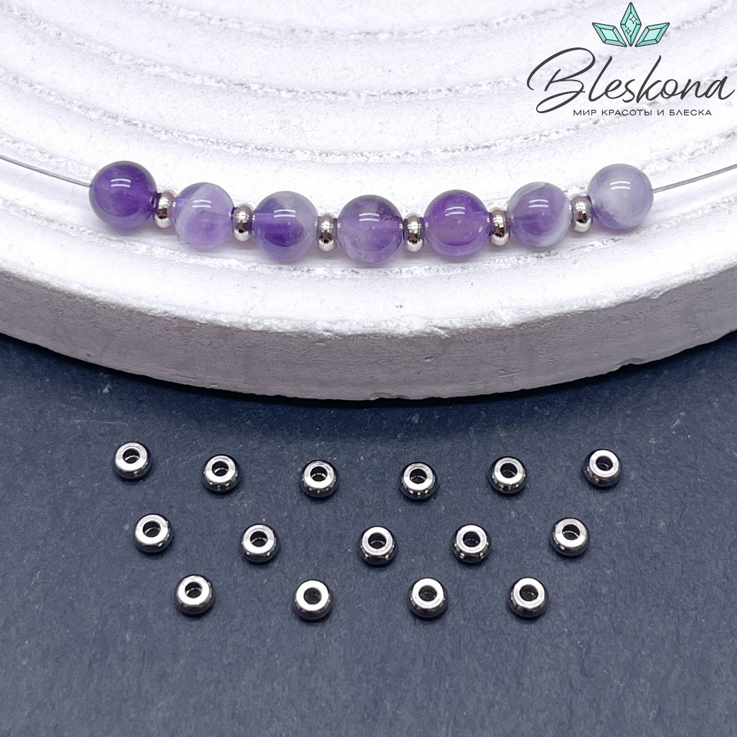 2,7мм, øотв.1,2мм, цвет серебро,Бусина - разд-ль  Люкс уп.10шт 