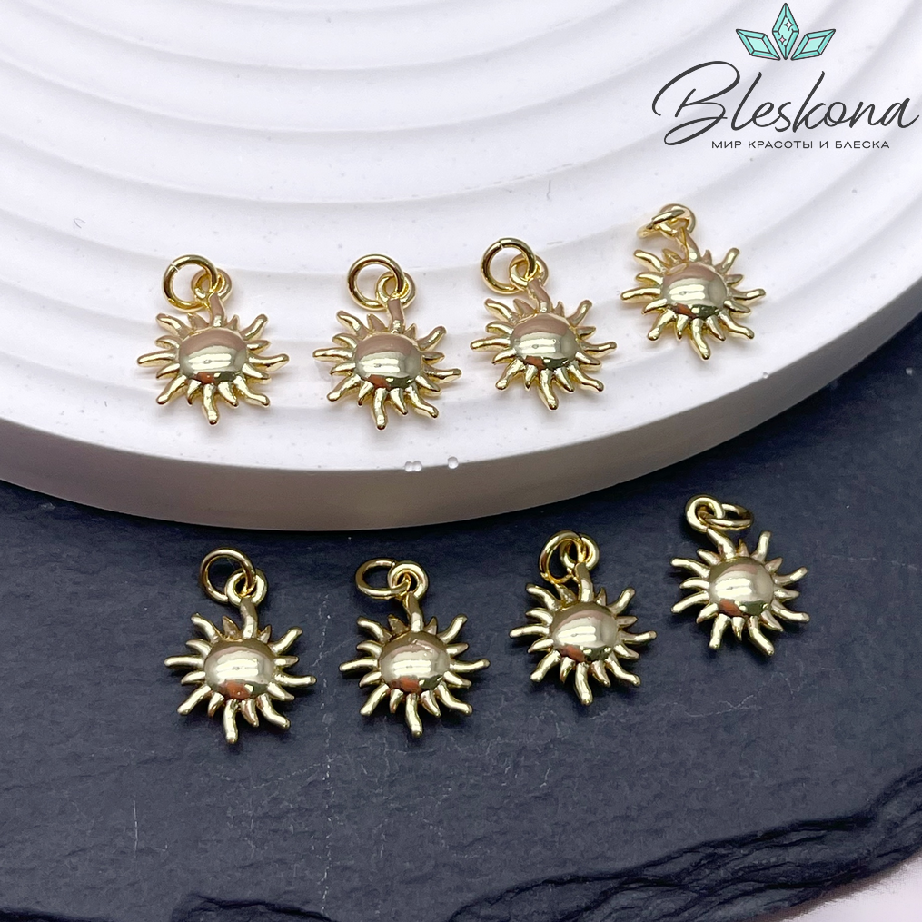 12*9 мм Цвет золото, Подвеска солнце гладкое 