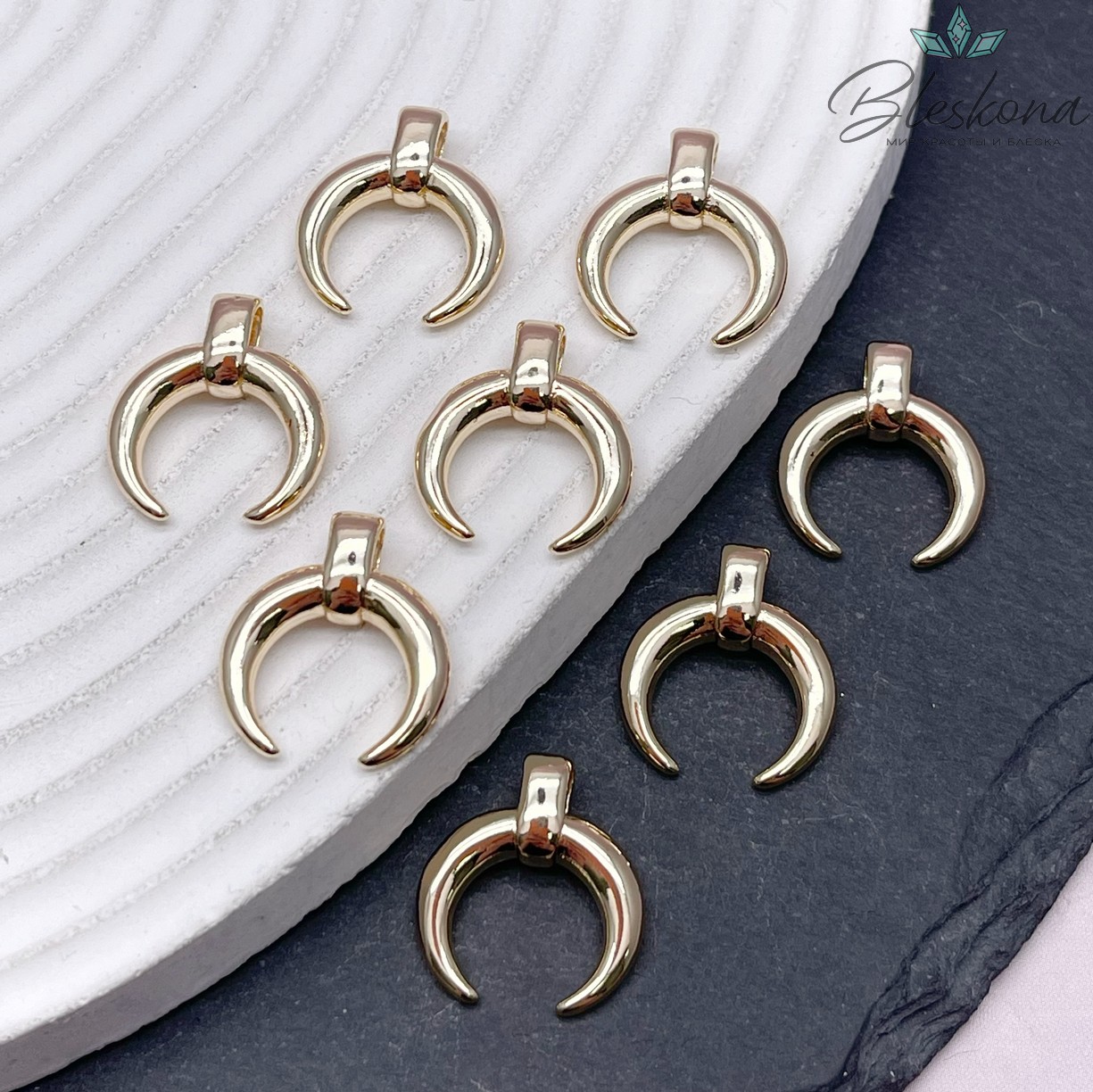 Подвеска Лунница гладкая, цвет золото, 18*16мм 