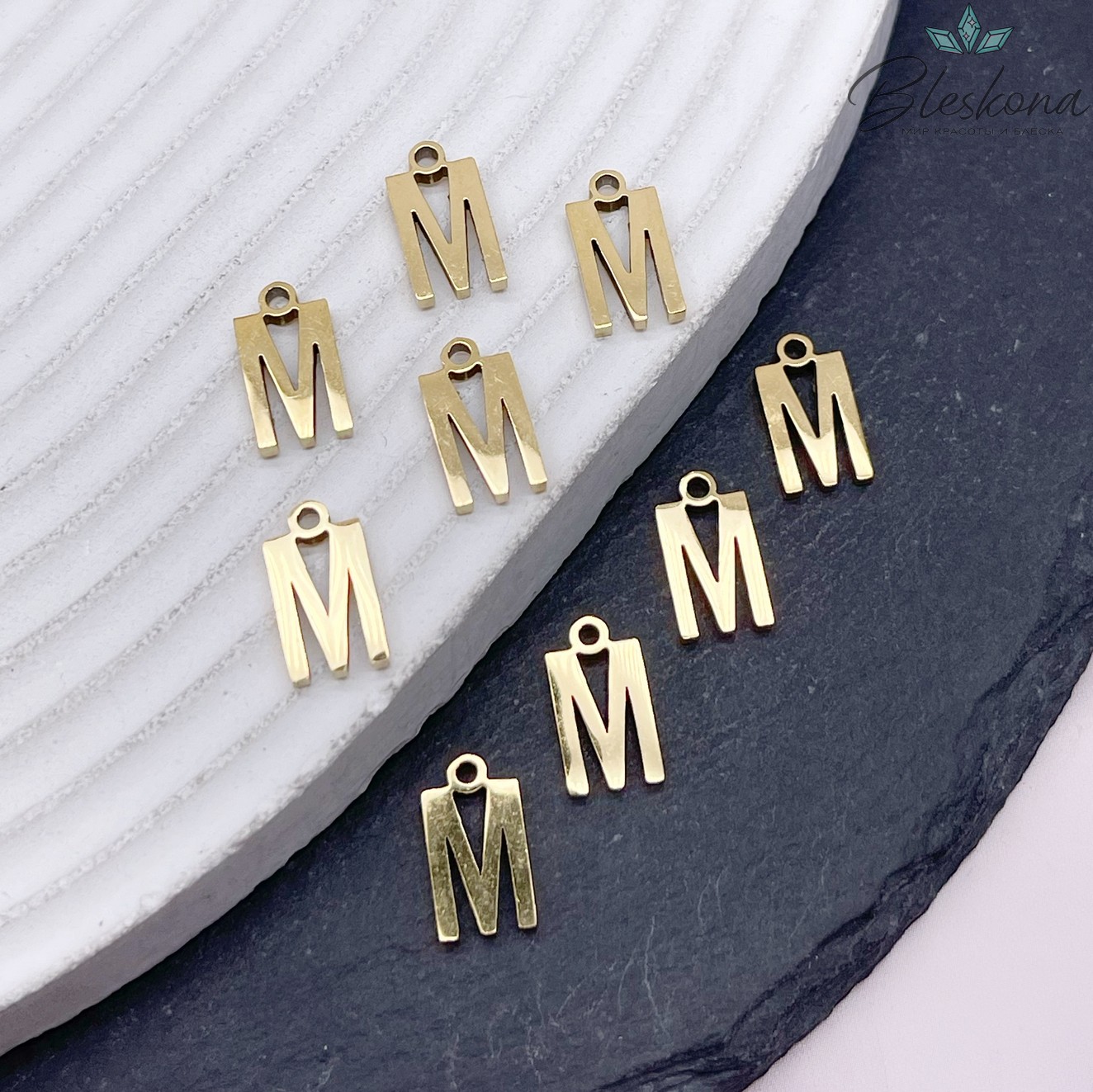 12 мм Цвет золото, Буква M основа сталь