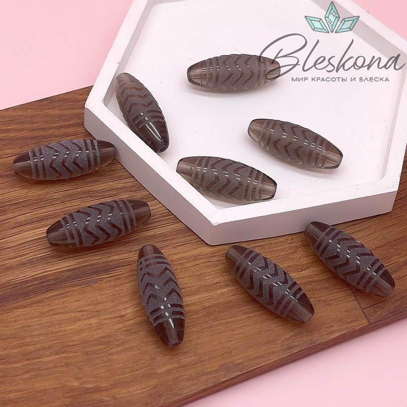 Бусина Дзи Тигриный клык №1 30*11 мм