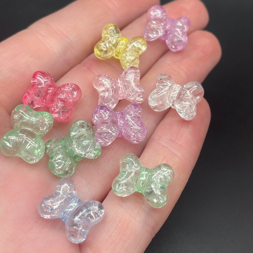 11*14 мм , Бусина Бабочка микс сахарный уп.10 шт 