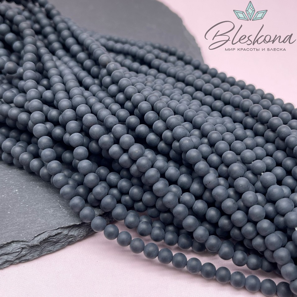 Агат черный матовый 4 мм 