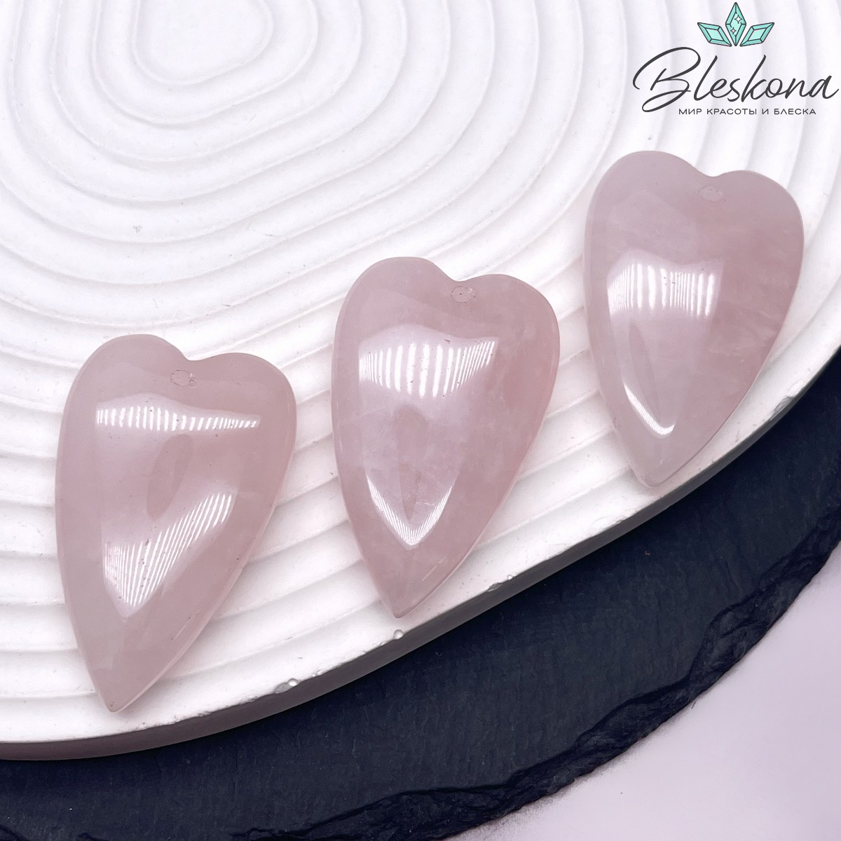 25*40 мм Подвеска Сердце Розовый кварц 