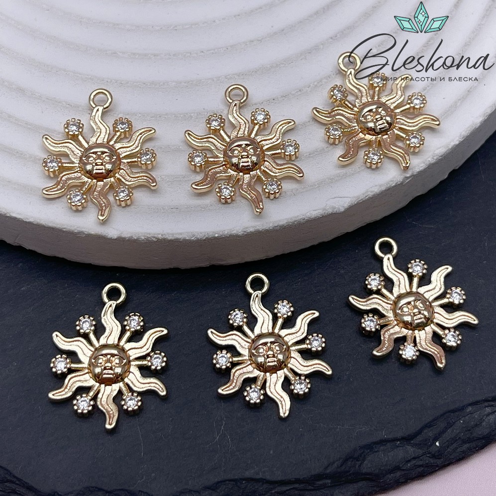 22*16,6 мм Цвет золото, Подвеска солнышко с цирконами
