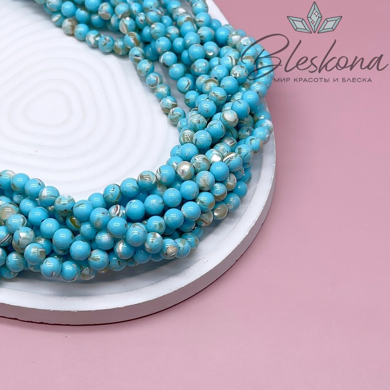 Перламутр с примесью акрила голубой 6,5 мм