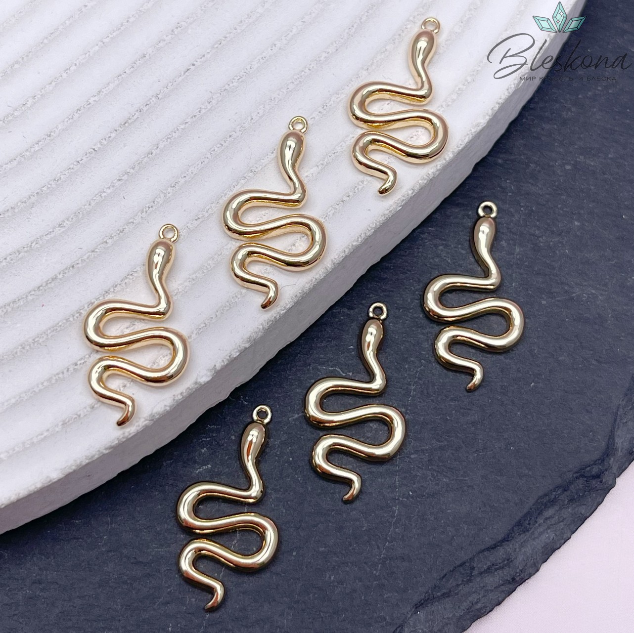 23*12 мм Цвет золото, Подвеска змея гладкая
