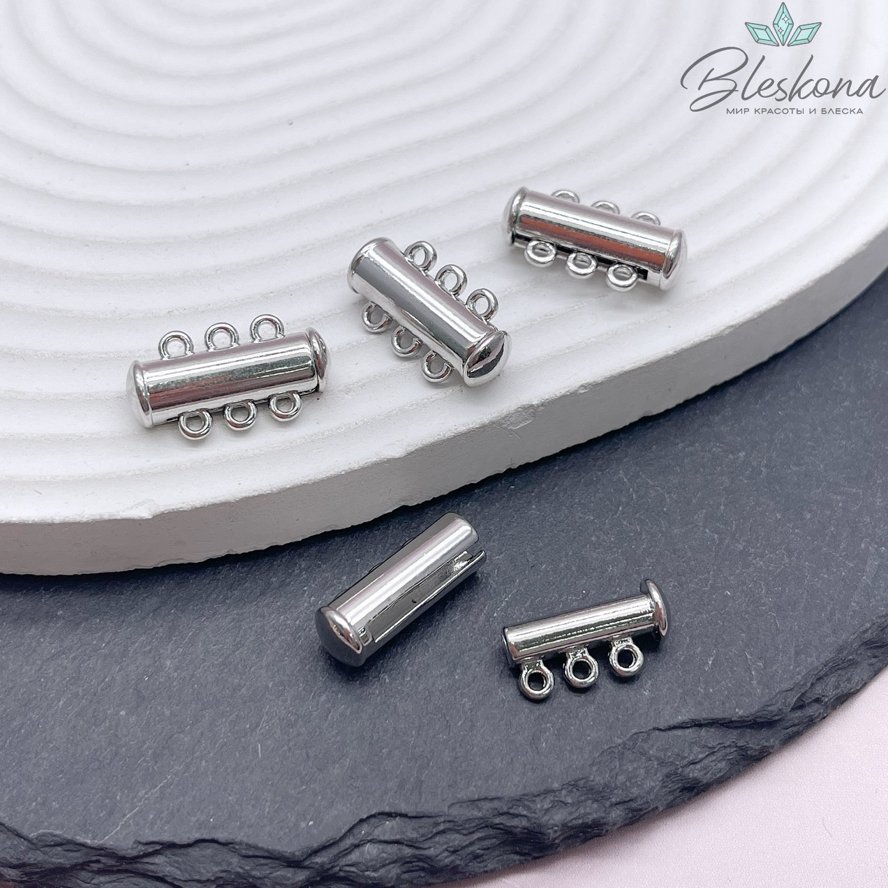20*11 мм Замок Магнитный на 3 ряда ,цвет серебро 