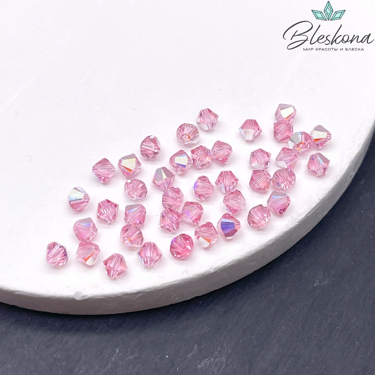 5328 Xilion Bicone 4 mm Light Rose AB уп. 20шт