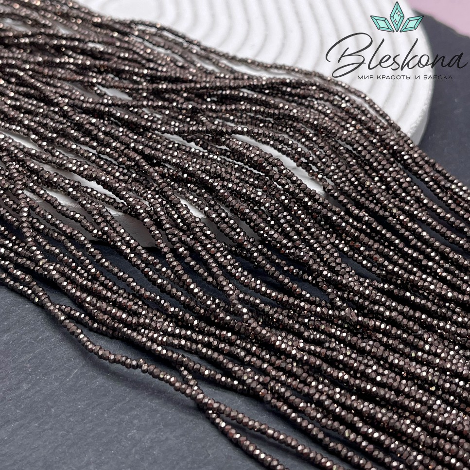 2*1 мм Гематин имитация рондель алмазная огранка, цвет коричневый №1 (шоколадный)