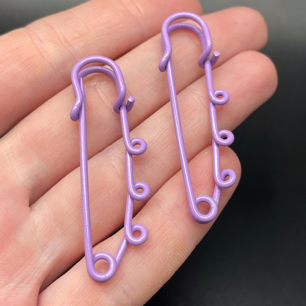 5 см , Основа булавка 3 колечка фиолетовая эмаль