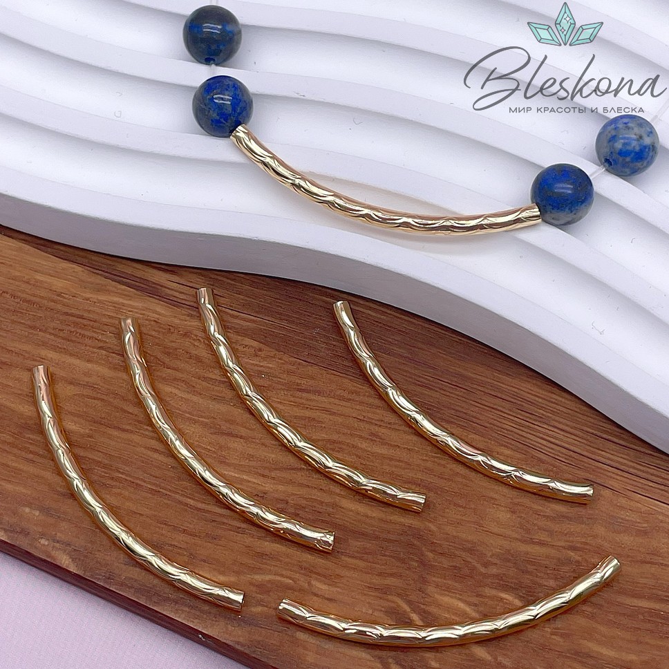 45*2,9 мм Цвет золото, Бусина трубочка рисунок 