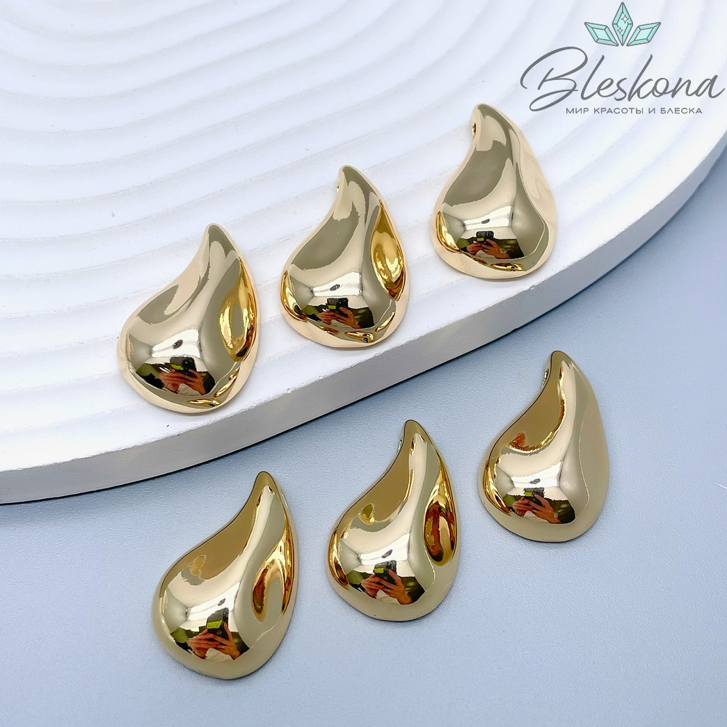 24*15,5 мм Цвет золото, Подвеска капля мятая 