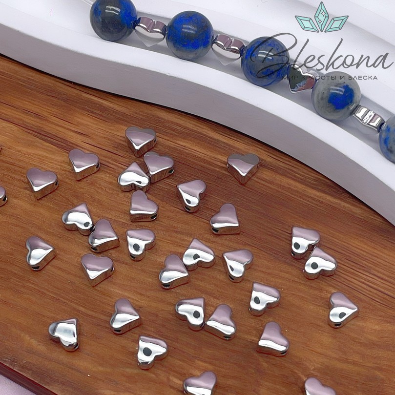 5,3*6 мм Цвет серебро, Бусина сердце