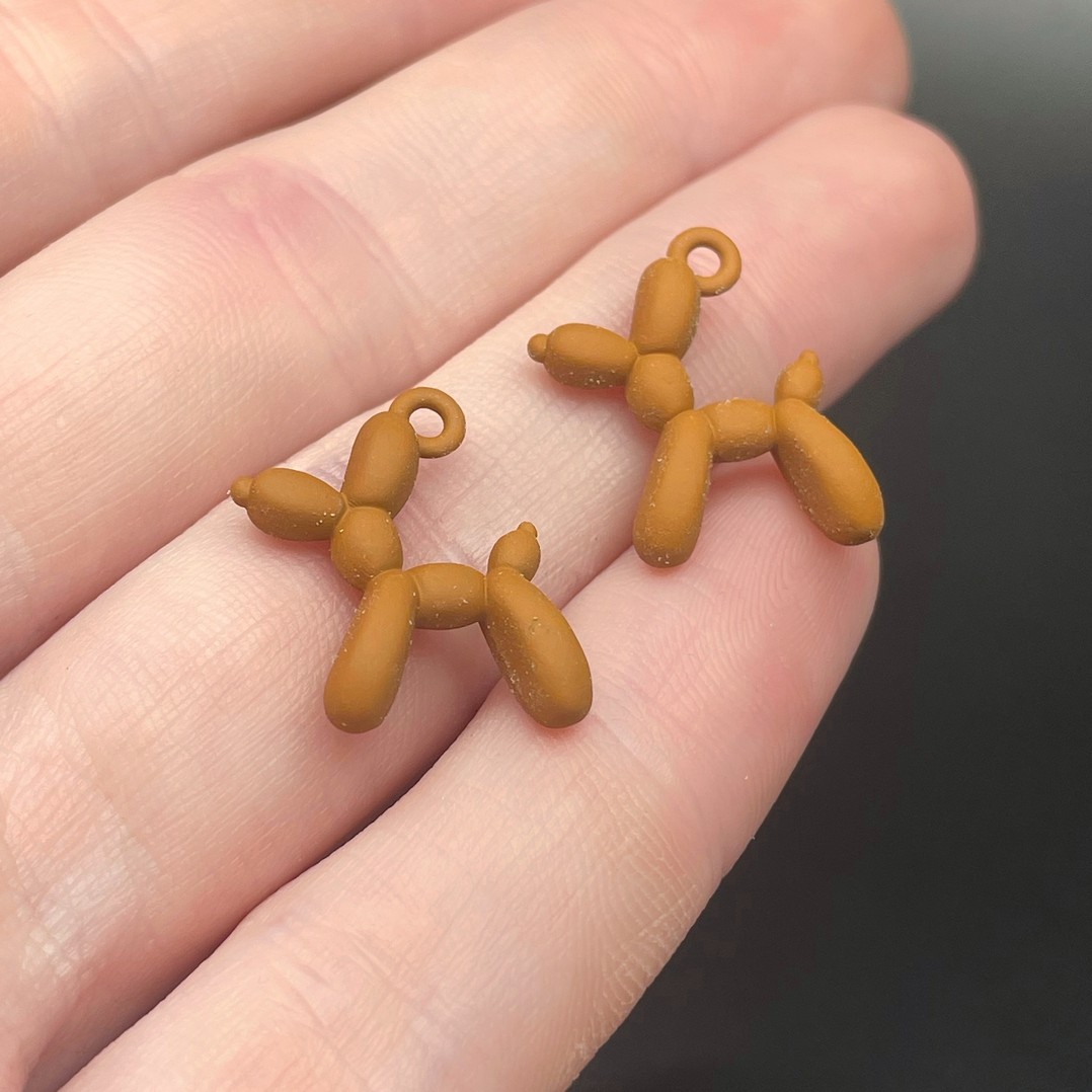 14*18 мм, Подвеска пудель коричневая эмаль матовая