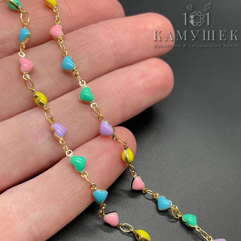 Цепь №166-1 цвет золото, сердце 9*4 мм