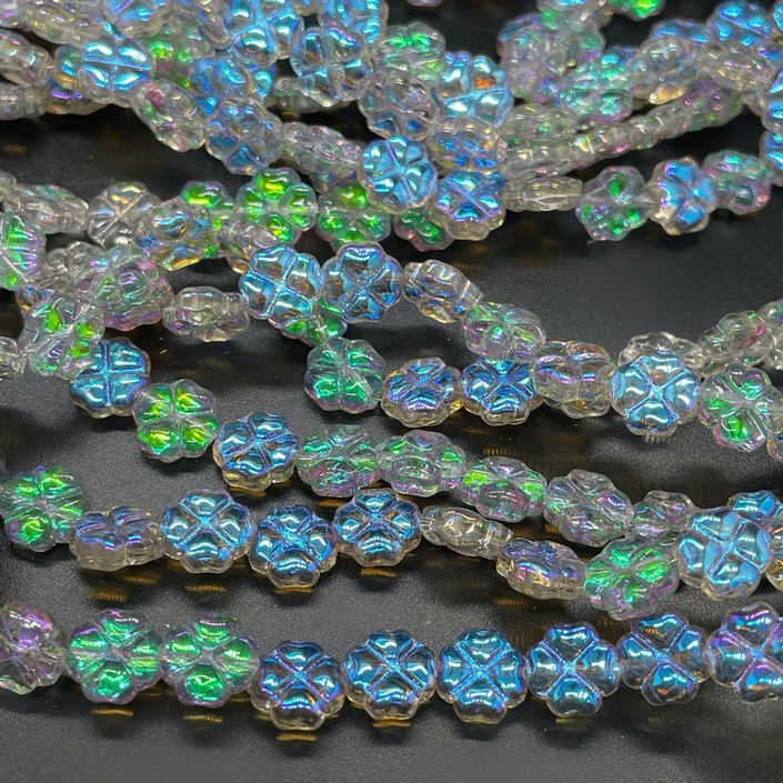 8 мм Стекло Lux,клевер,цвет серый с зелено- фиолетовым переливом