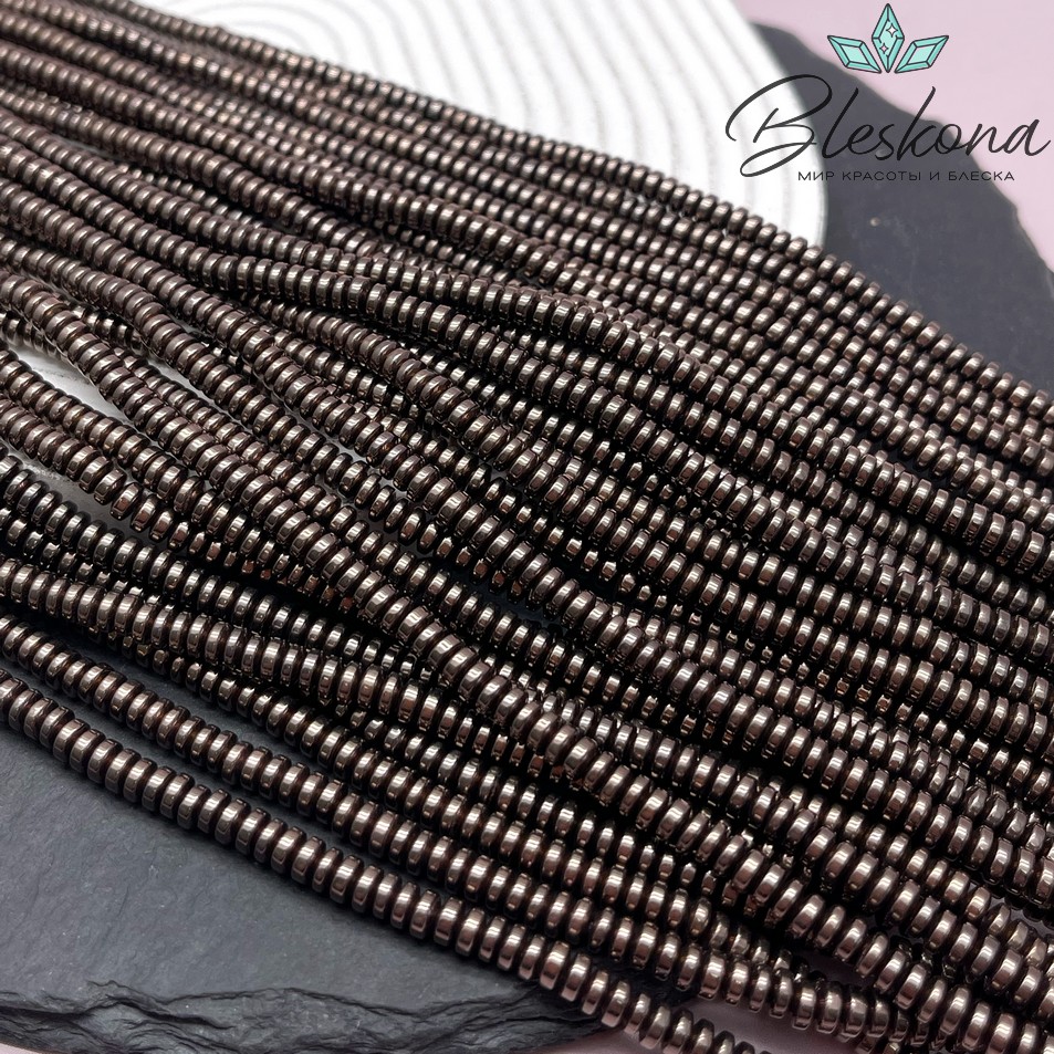 4*2 мм Гематин рондель №1, цвет коричневый №1 (шоколадный)