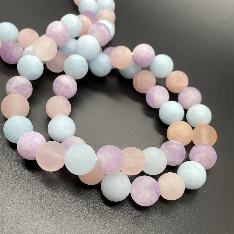 Микс Аквамарин,Аметист,Розовый кварц матовый 12 мм