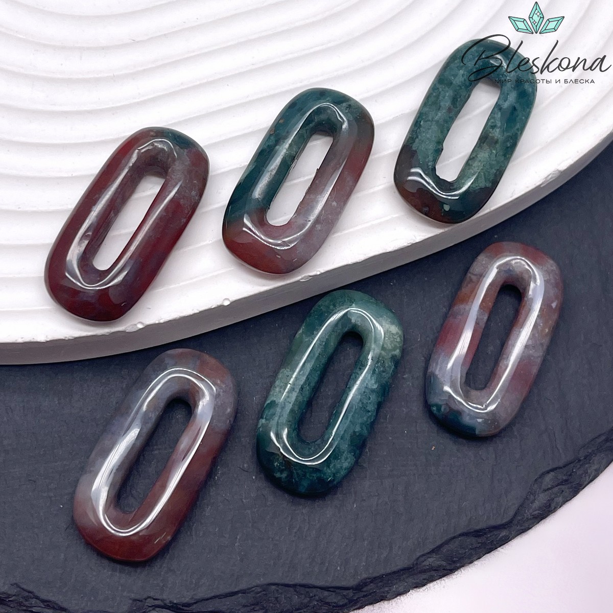 30*14 мм Подвеска овал Агат Индийсикий