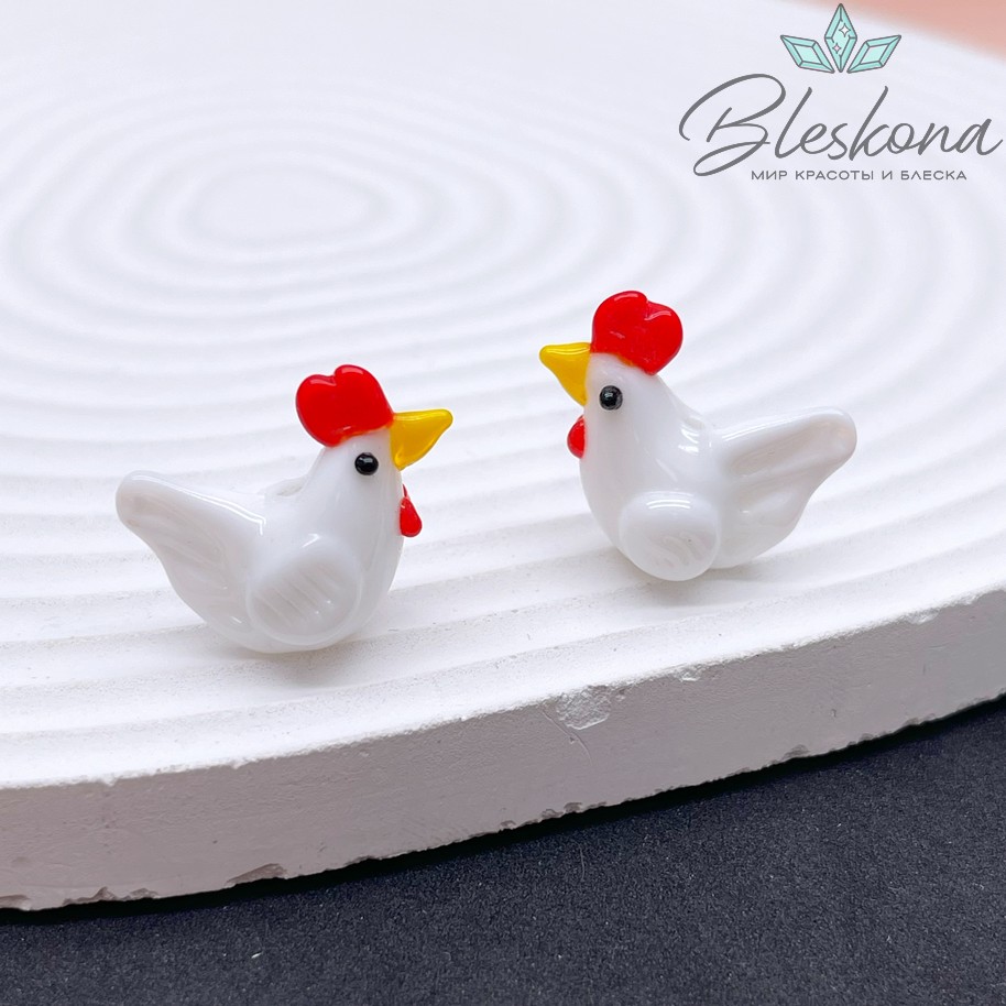 19*12 мм Бусина Петушок белый