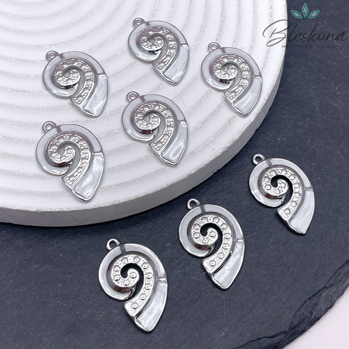 26*16 мм Цвет серебро, Подвеска ракушка улитка