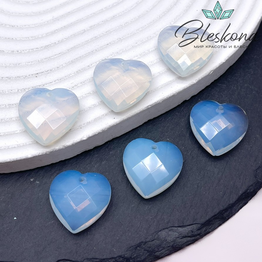 20 мм,Подвеска Сердце Лунный камень имитация алмазная огранка