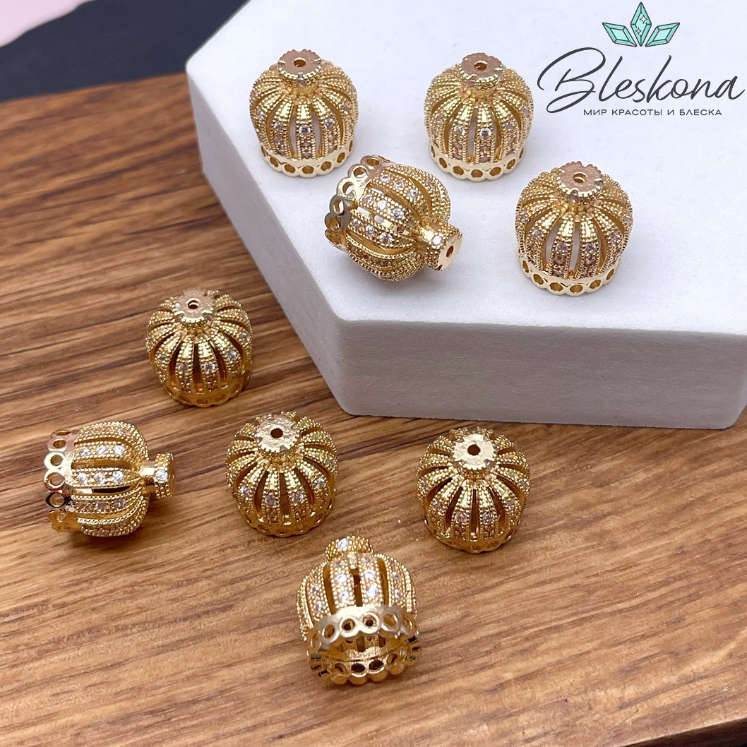 13,2*12,7 мм Цвет золото, Концевик корона со стразами