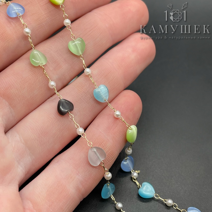 Цепь №168-1 цвет золото, сердце 6*6 мм 20 см