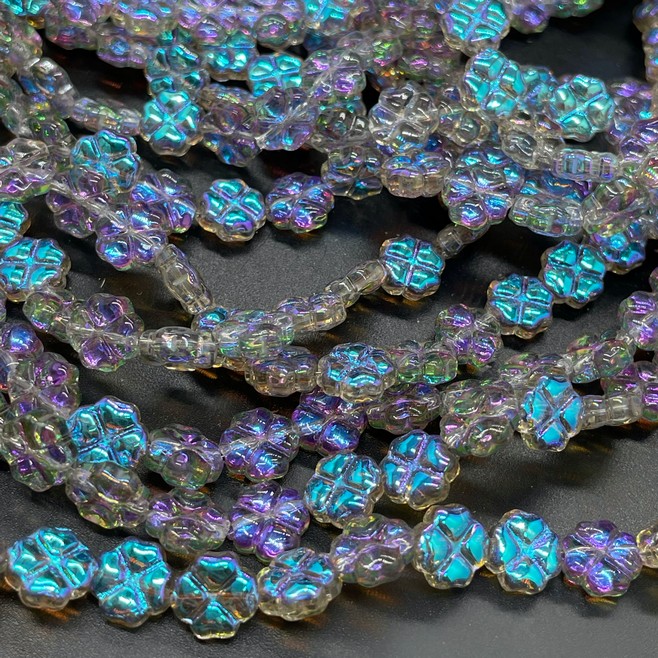 8 мм Стекло Lux,  клевер, цвет серый с фиолетово- голубым переливом