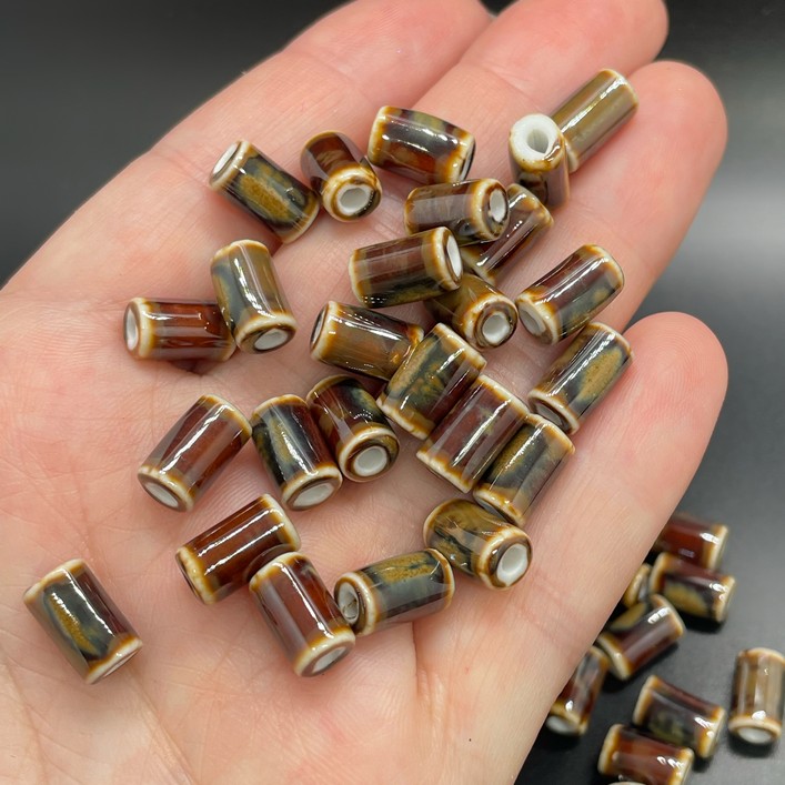 6*10 мм Бусина трубочка, керамика цвет коричневый