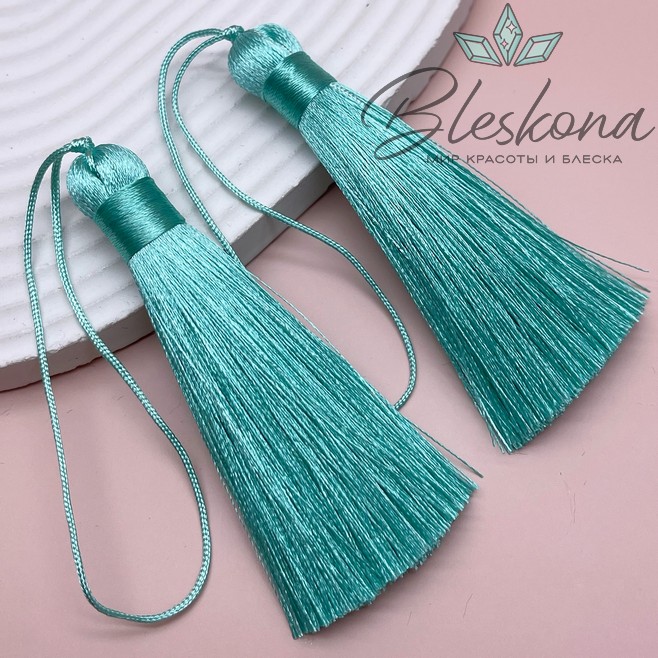 Кисть вискозный шелк Бирюзовая 8*1 см