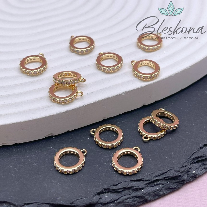 10 мм Цвет золото, Бейл цирконы неразъемное кольцо