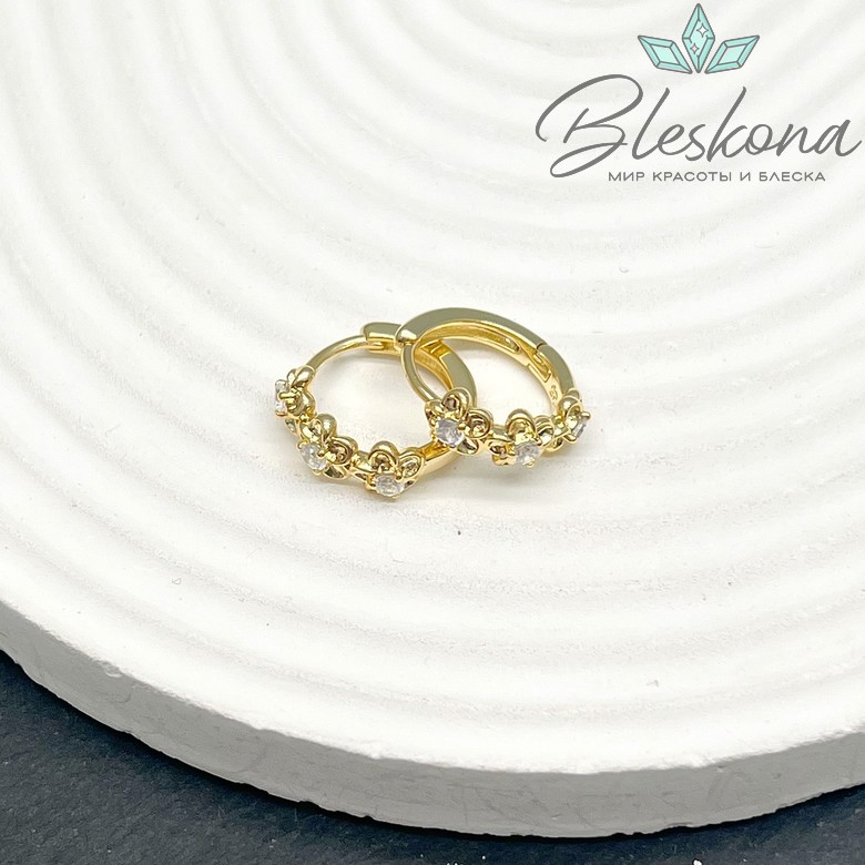 16мм Цвет золото, Швензы Конго цветы с цирконами Люкс