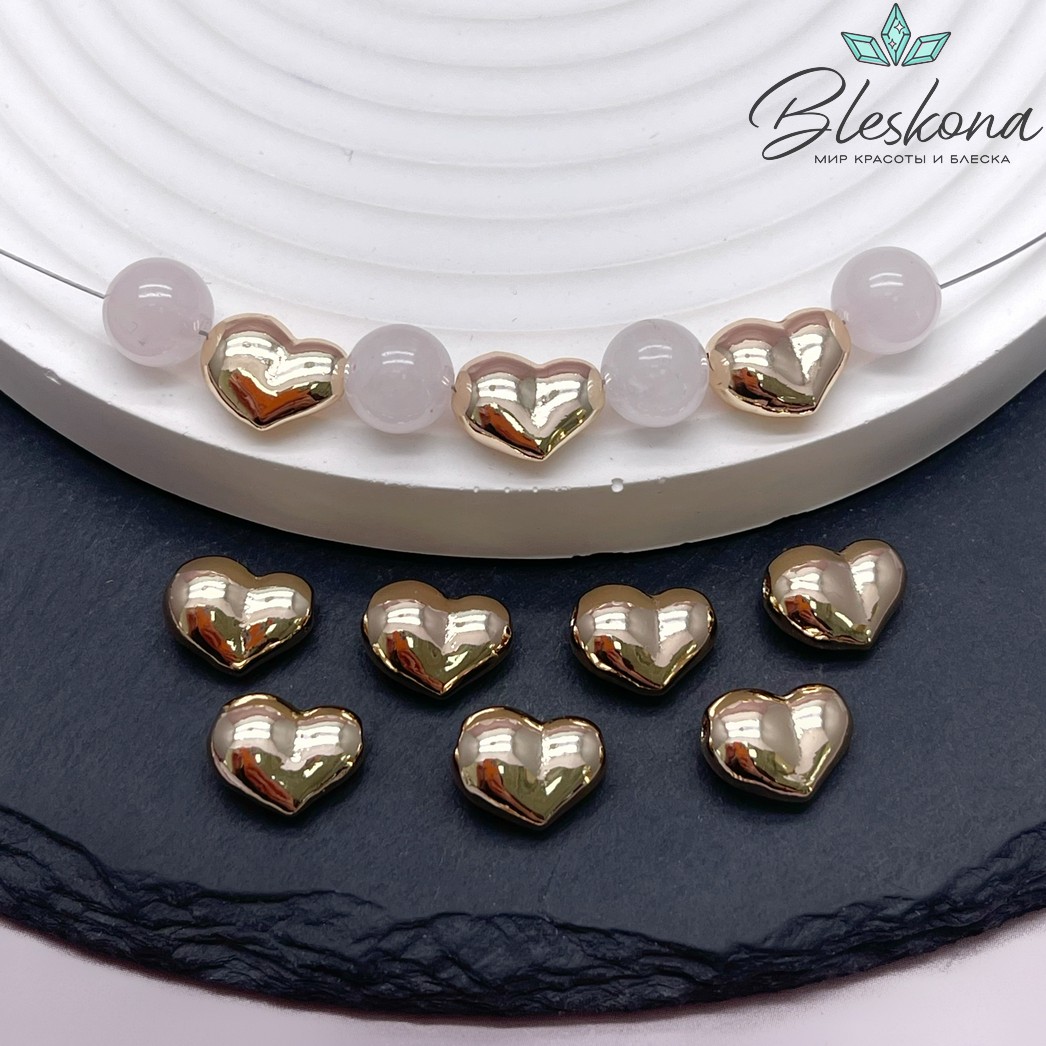 8,7*11,7 Цвет золото, Бусина сердце гладкое