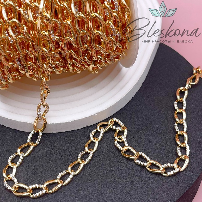 Цепь №219-1 цвет золото 12*7,5 мм
