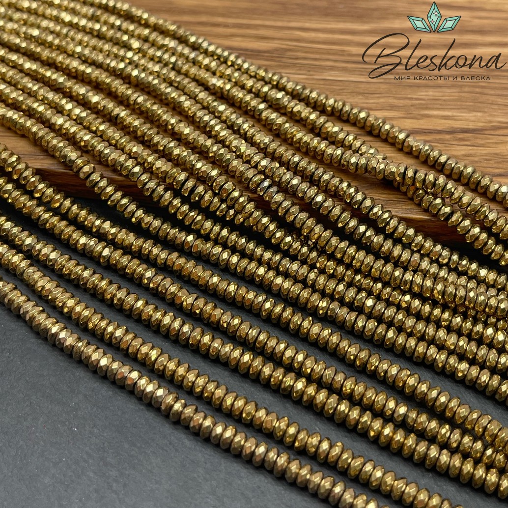 4*2мм Гематин имитация, темное золото, рондель огранка 