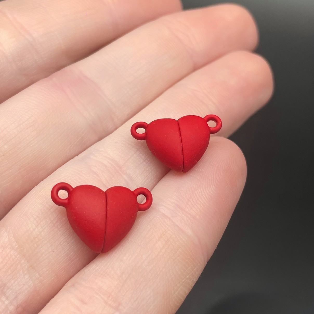 10*15,5мм , Замок магнитный сердце красная эмаль  матовая