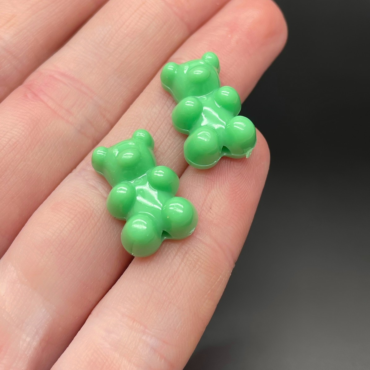 12*18 мм , Бусина Мишка зеленый 