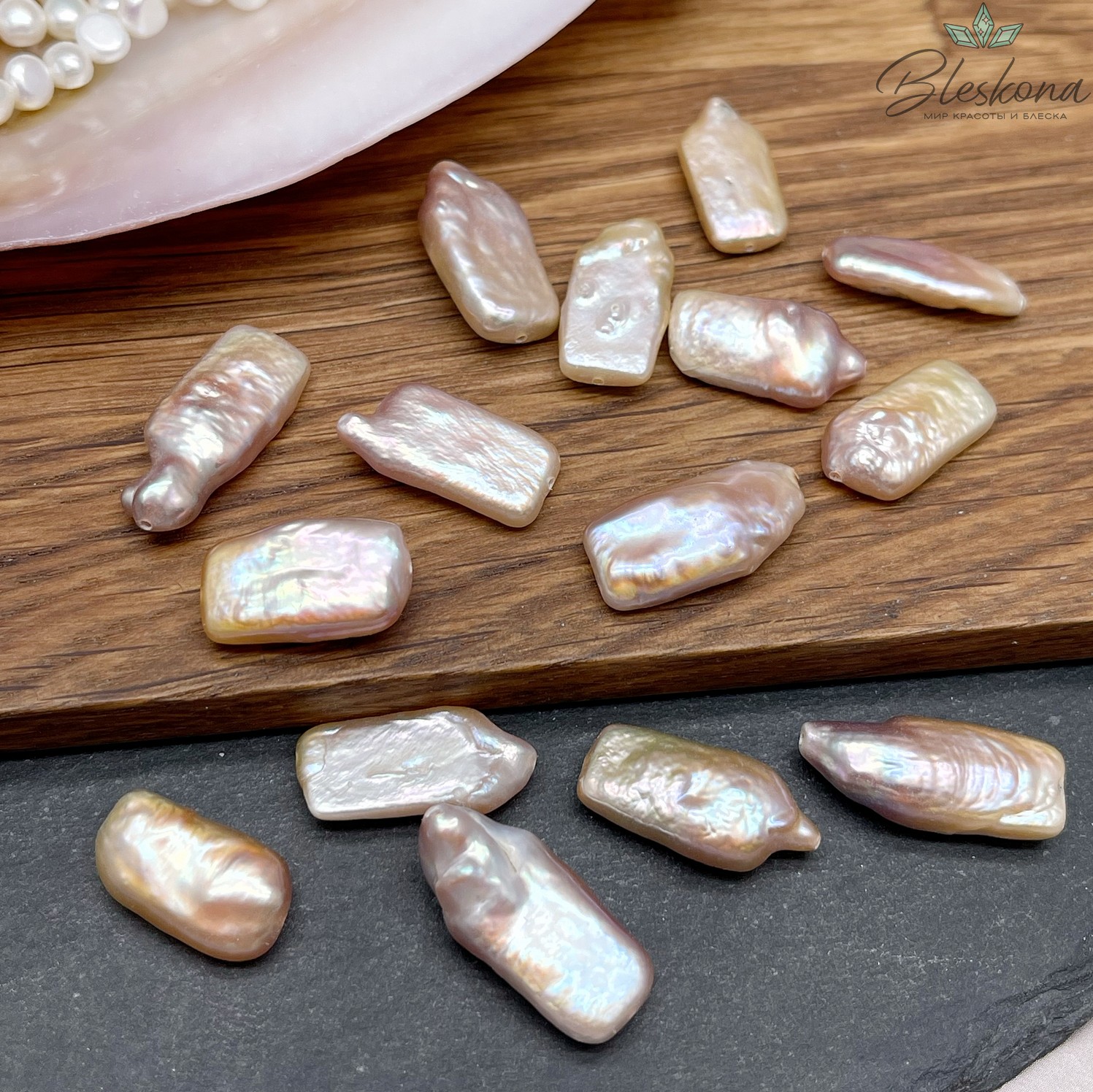 Жемчуг Прямоугольник фиолетовый штучно ~(19-22)*12мм 