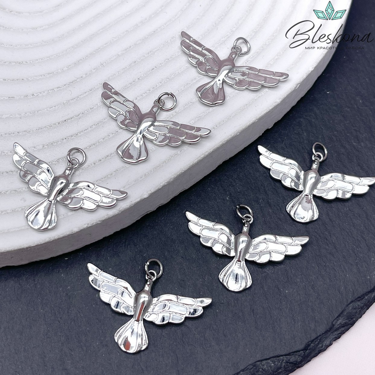 15,5*23мм Цвет серебро, Подвеска Голубь