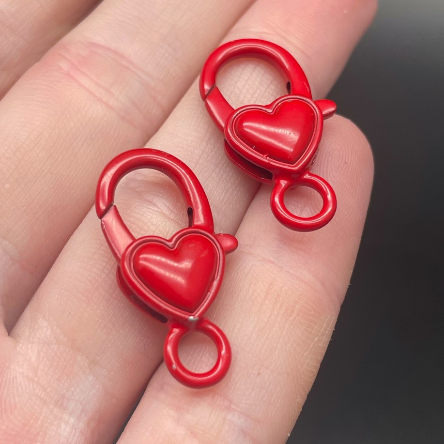 12,5*26,5мм , Замок крупный сердце красная эмаль 