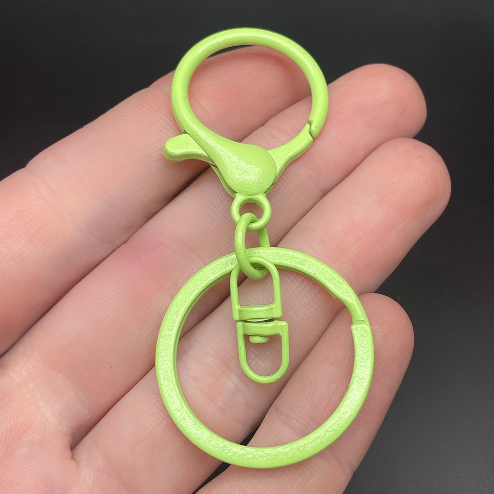 30 мм, Основа для брелока салатовая эмаль круглый замок