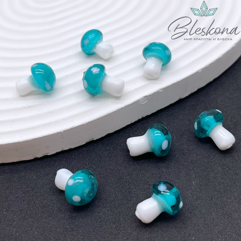 12*10 мм Бусина гриб зеленый