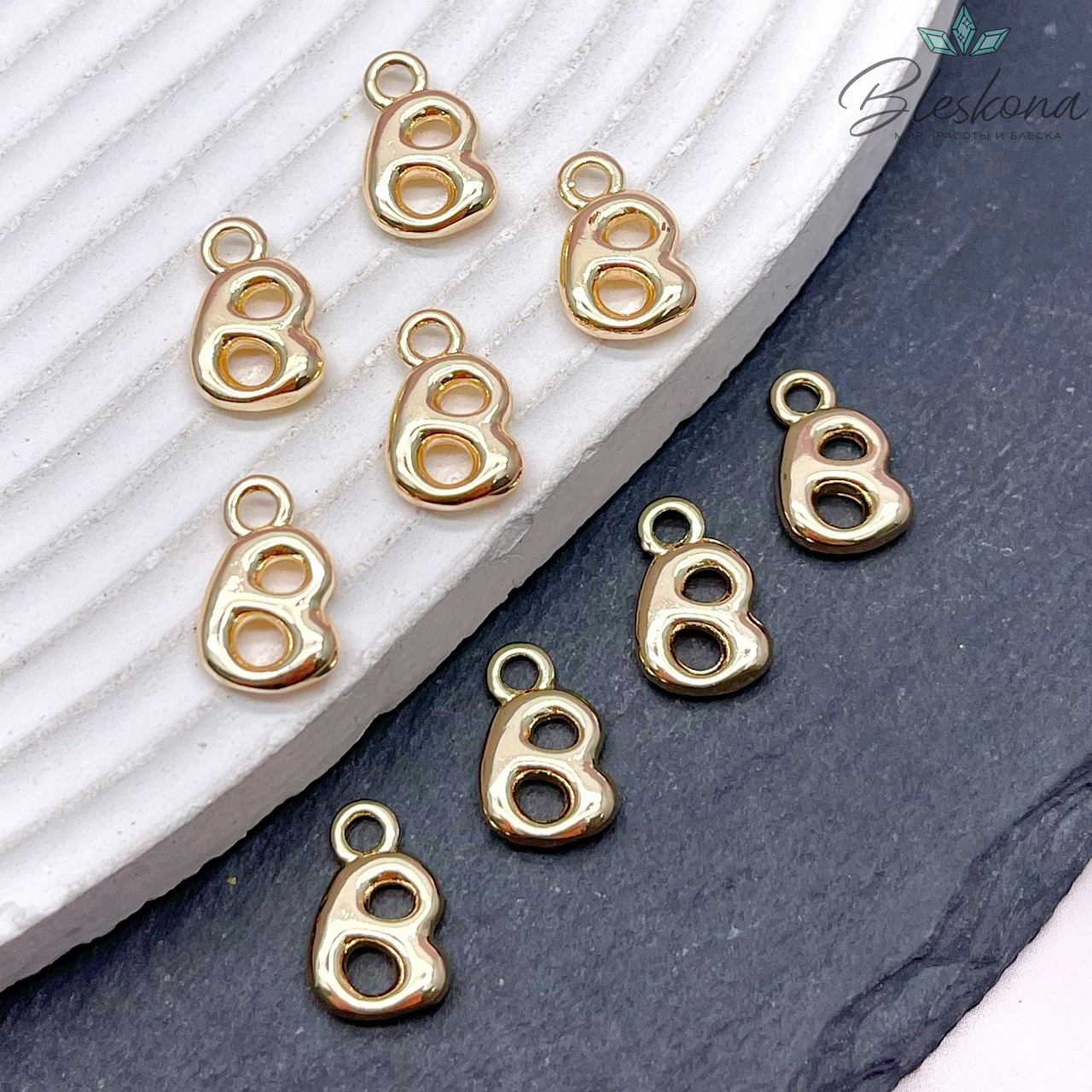 13 мм Цвет золото, Буква гладкая B 