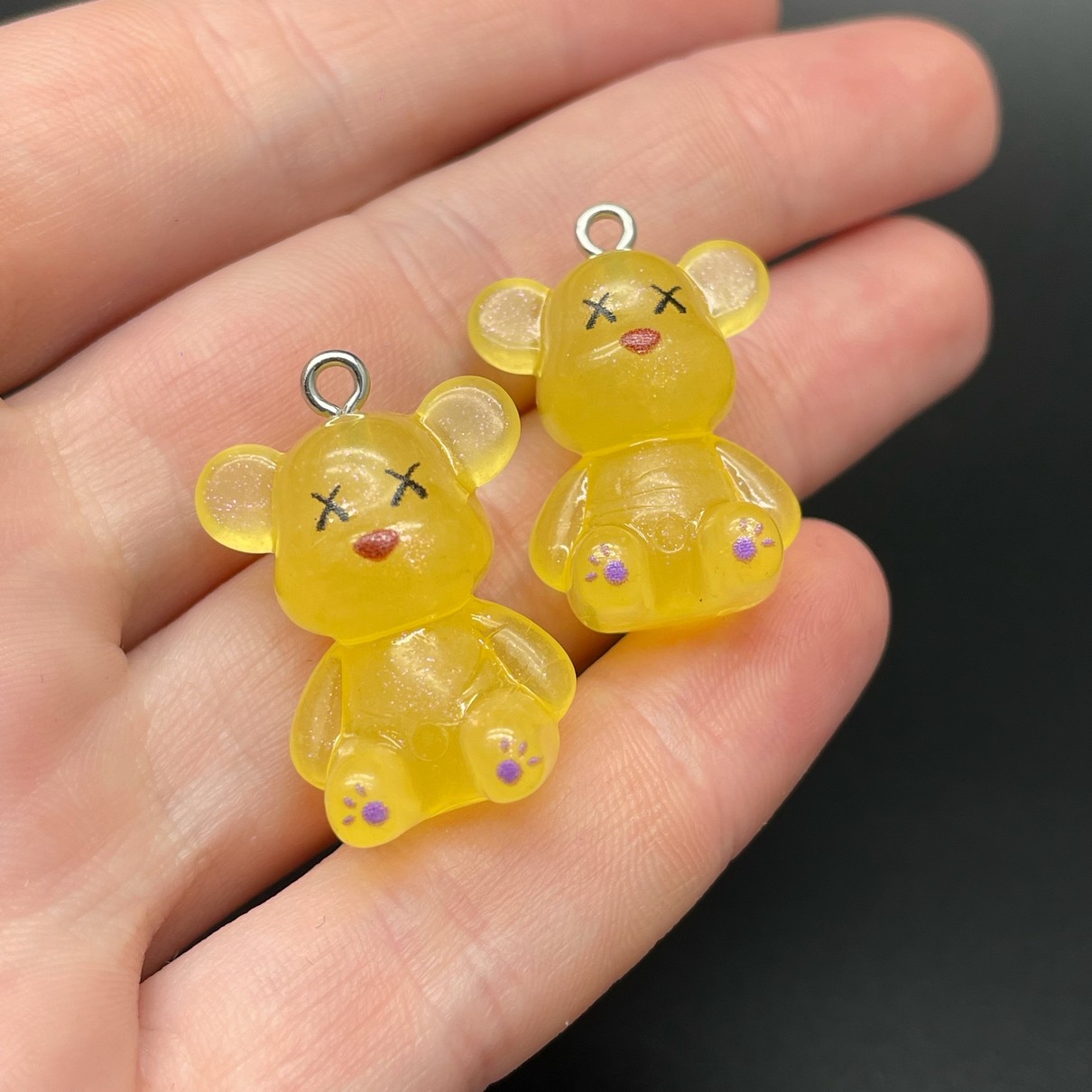 19*27мм, Цвет серебро, Подвеска Мишка желтый