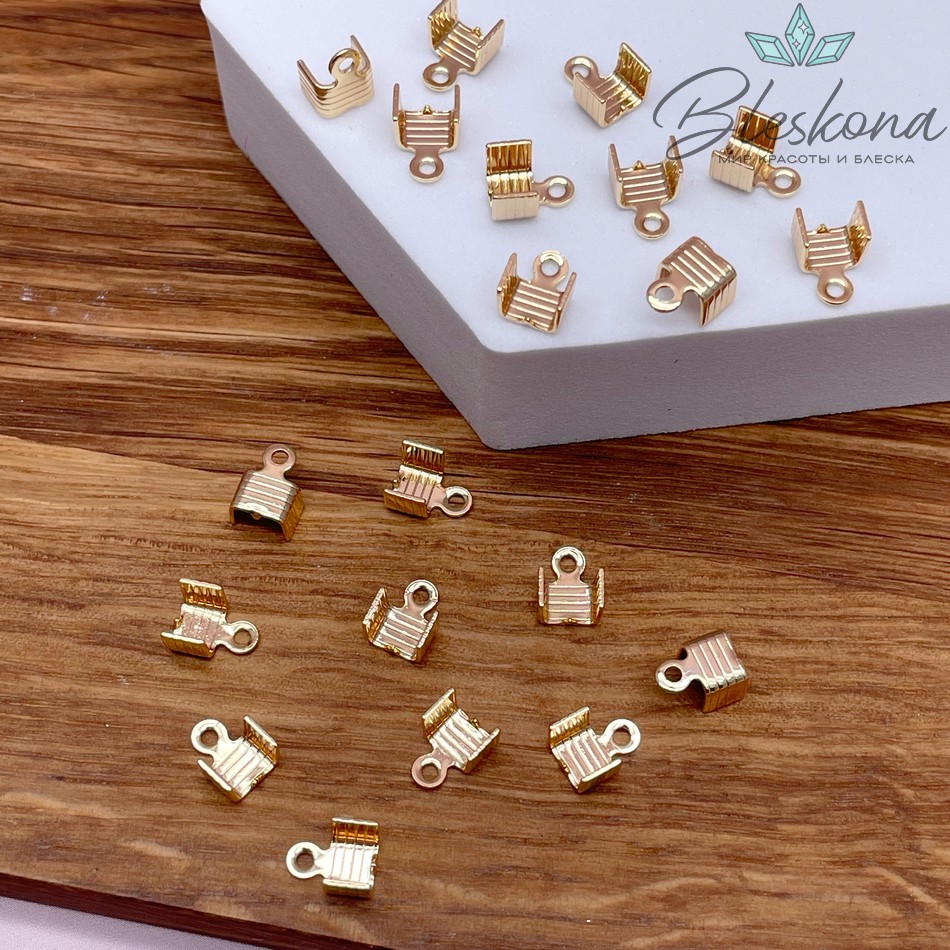 5,8*7,6 мм Цвет золото, Зажим концевик для шнура 